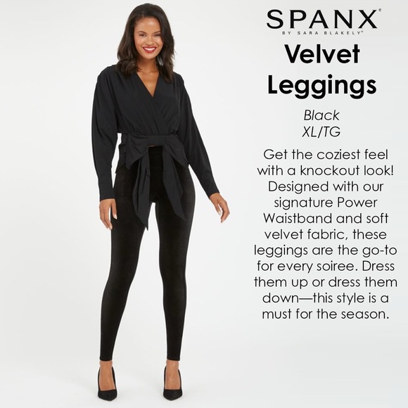SPANX Black Velvet Leggings Sleek Form-Fitting Design